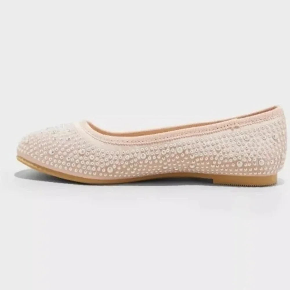 Big Girls Flats by Cat & Jack Lisa Pearl Blush Size 4 New With Tags‎